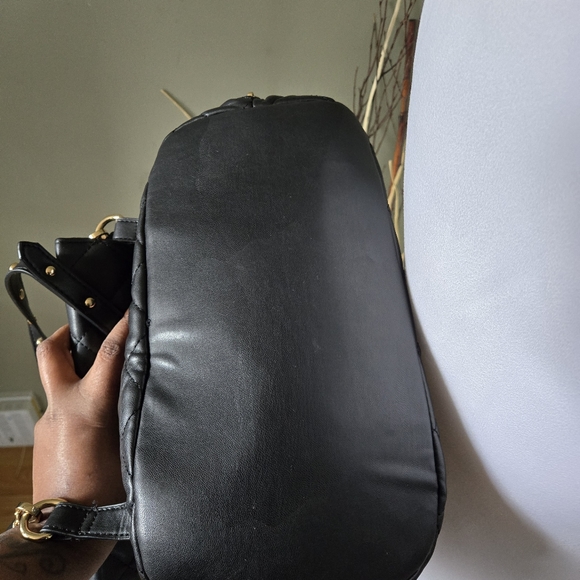 Bebe Quilted Backpack Bag Medium to Large Black/Gold - Picture 6 of 8